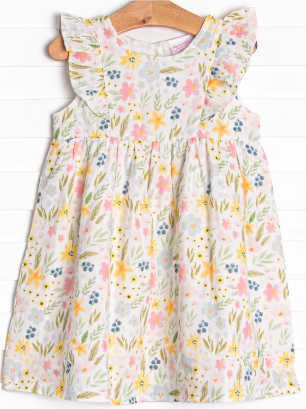 Stitchy Fish Flower Fields Muslin Dress 24M